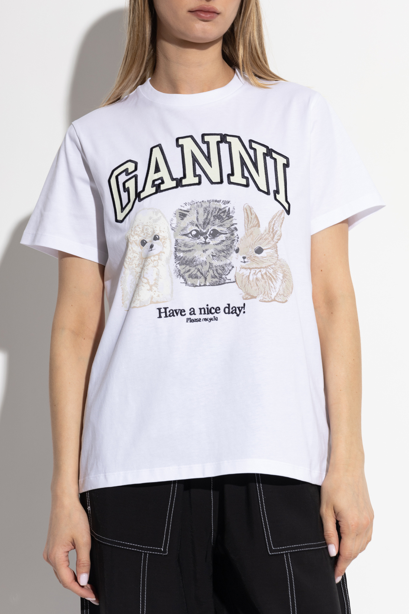 Tシャツ・カットソー Ganni SS25 Lace-up shirt (W0096 099) T4298_3667_277_1.jpg?sw=2000